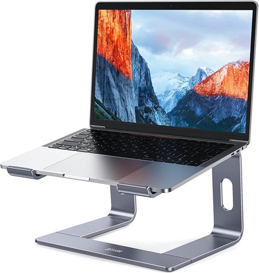 BESIGN LS03 Aluminum Laptop Stand, Ergonomic Detachable Computer Stand, Riser Holder Notebook Stand Compatible with MacBook Air Pro, Dell, HP, Lenovo More 10-15.6" Laptops, Space Gray