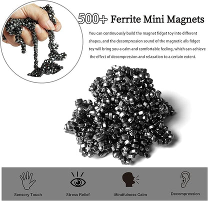 Mini Magnetic Balls, Over 550 Ferrite Mini Magnet Stones, Adult Fidgets Magnetic Balls Toys for Anxiety and Stress, Desk Magnet Balls Toys in Office, Metal Fidget Magnets Putty Gift for Adults