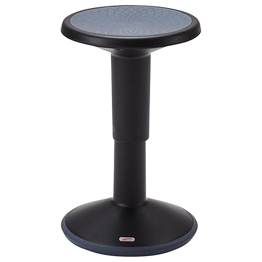 ECR4Kids SitWell Wobble Stool, Adjustable Height, Active Seating, Black