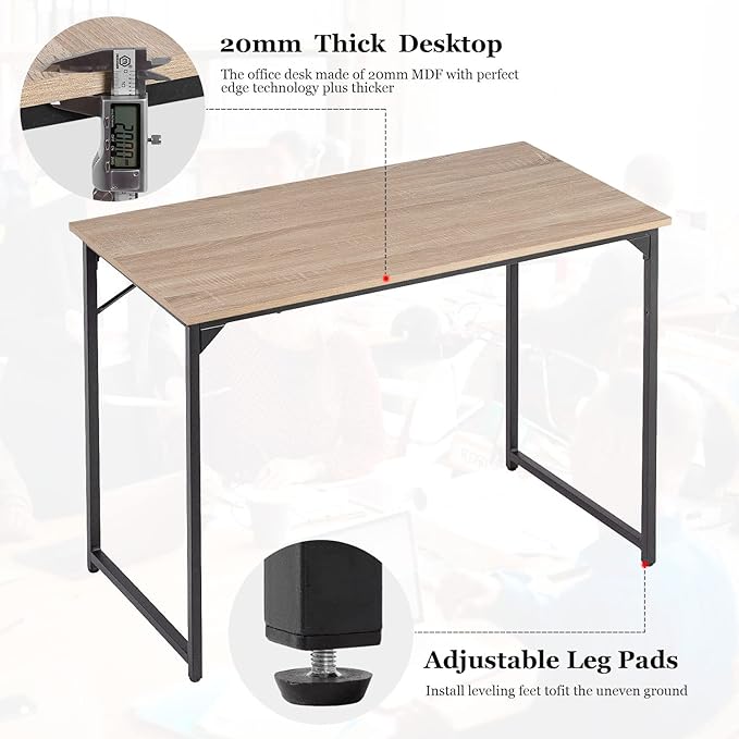 PayLessHere 32/39/47 inch Computer Desk Study Writing Table, Adjustable feet, Modern Furniture for Home Office (1, Nature, 39 inch)