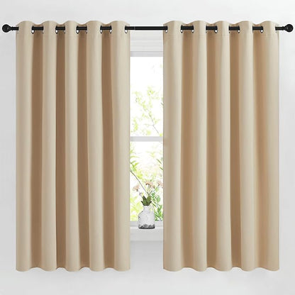 NICETOWN Blackout Draperies Curtains Panels - Window Treatment Thermal Insulated Solid Grommet Blackout Curtains/Panels/Drapes for Bedroom (Biscotti Beige, Set of 2, 66 by 66 Inch)