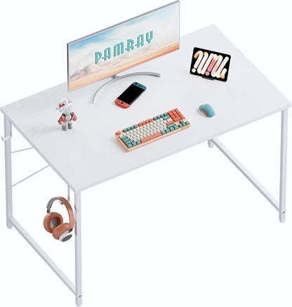 Pamray 40 Inch Computer Desk for Small Spaces, Home Office Work Desk with Headphone Hook, Small Office Desk Study Writing Table