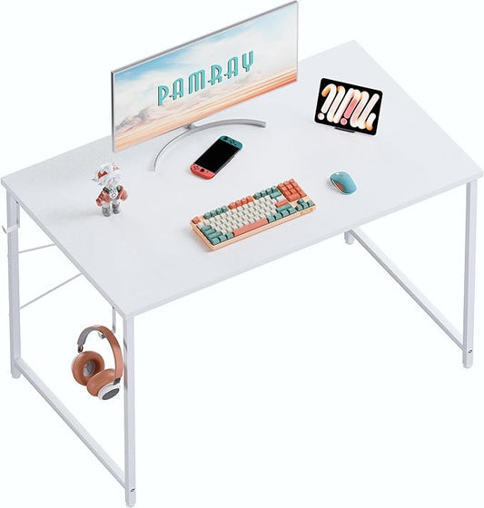 Pamray 40 Inch Computer Desk for Small Spaces, Home Office Work Desk with Headphone Hook, Small Office Desk Study Writing Table