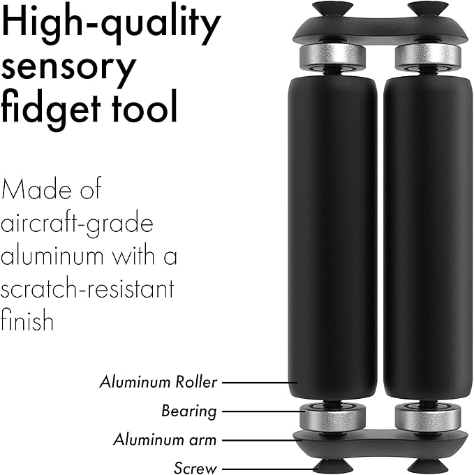 ONO Roller - Handheld Fidget Toy for Adults | Help Relieve Stress, Anxiety, Tension | Promotes Focus, Clarity | Compact, Portable Design (Full Size/Aluminum, Black)