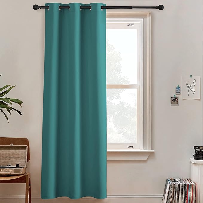 RYB HOME Privacy Blackout Curtains, Thermal Insulating Room Divider Large Window Treatment for Glass Door Living Room Shared Bedroom Laundry Room, W 60 x L 108 inches, Teal, 1 Panel