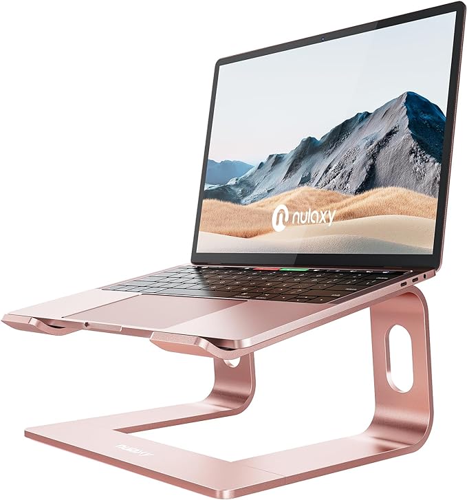 Nulaxy Laptop Stand, Ergonomic Aluminum Laptop Computer Stand, Detachable Laptop Riser Notebook Holder Stand Compatible with MacBook Air Pro, Dell XPS, HP, Lenovo More 10-15.6” Laptops (D-Rose Gold)