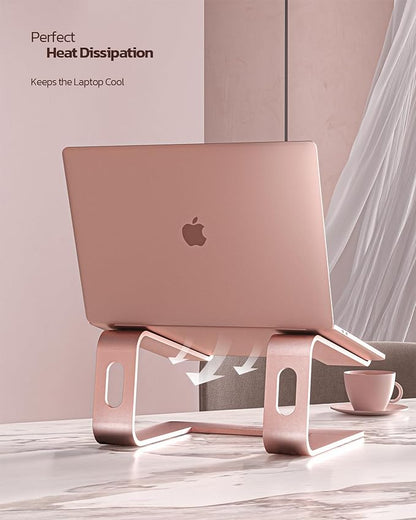 Nulaxy Laptop Stand, Ergonomic Aluminum Laptop Computer Stand, Detachable Laptop Riser Notebook Holder Stand Compatible with MacBook Air Pro, Dell XPS, HP, Lenovo More 10-15.6” Laptops (D-Rose Gold)