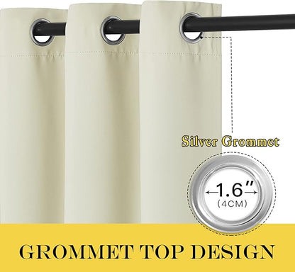 NICETOWN Room Darkening Beige Curtains for Doorway 78" L, Grommet Light Blocking Window Treatments Blackout Privacy Drapes for Living Room/Kids Room, 2 Panels, W52 x L78