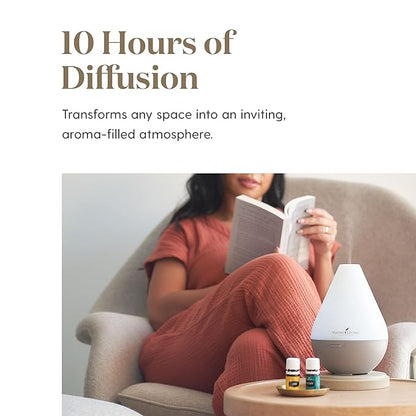 Young Living Dewdrop Essential Oil Diffuser | 3 Mist Modes, Ultrasonic Technology, & 10 LED Lights | Auto Shut-Off, 10-Hour Run Time | Aromatherapy for Relaxation & Focus