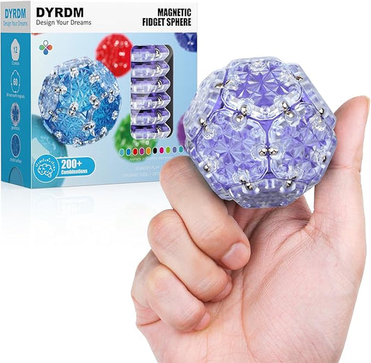 Magnetic Fidget Sphere 12 Pcs, Magnetic Fidget Toy, Desk Toys for Office and Stress Relief & Anxiety for Adults, Magnets Sensory Toys Magnetic Building Blocks Light Purple