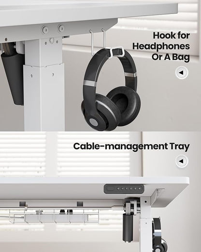 SIAGO Electric Standing Desk Adjustable - 48 x 24 Inch Sit Stand up Desk with Cable Management - 3 Memory Preset Adjustable Height Desk Computer Home Office Desk