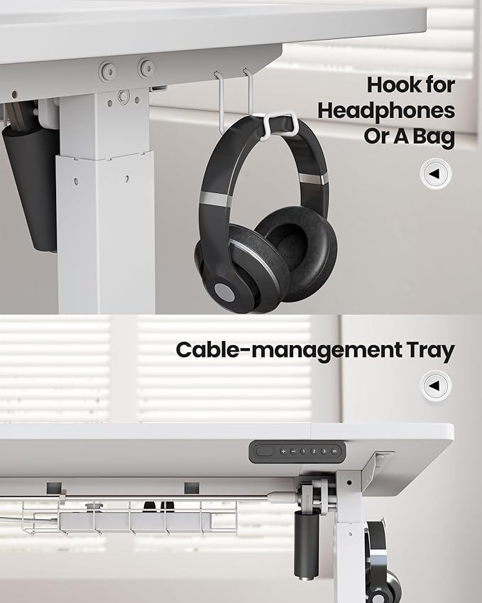 SIAGO Electric Standing Desk Adjustable - 63 x 24 Inch Sit Stand up Desk with Cable Management - 3 Memory Preset Adjustable Height Desk Computer Home Office Desk