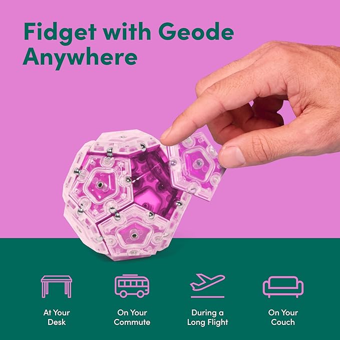 Speks Geode Sphere Magnetic Fidget Toy for Adults & Teens 14+ | Sensory Gadget for Stress Relief and Anxiety, Office Desk Toy Present, Christmas Gift, Holiday Stocking Stuffer | Rose, 12-Piece Set