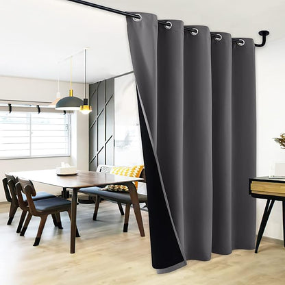 NICETOWN Total Shade Patio Door Curtain, Heavy-Duty Full Light Shading Sliding Door Drape Room Divider Curtain, Vertical Blinds for Windows（1 Panel, 70 inches Wide x 95 inches Long, Gray