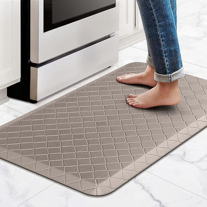 HappyTrends Kitchen Runner Rugs Anti-Fatigue mats,17.3"x 28",Non Slip Waterproof Ergonomic Comfort Mat for Kitchen, Floor Home, Office, Sink, Laundry,Khaki