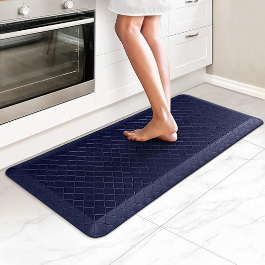 HappyTrends Kitchen Runner Rugs Anti-Fatigue mats - 4/5 Inch Thick Non Slip Waterproof Ergonomic Comfort Mat for Kitchen, Floor Home, Office, Sink, Laundry (17.3"x 39",Blue)