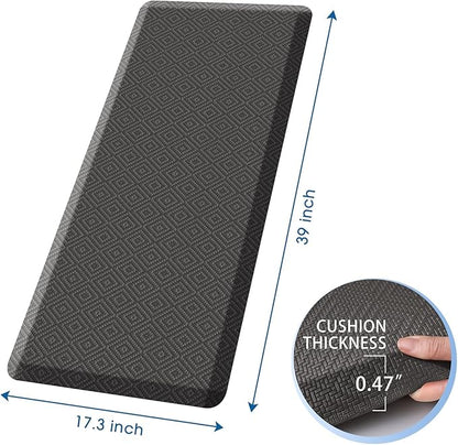 Mattitude Kitchen Mat Cushioned Anti-Fatigue Floor Mat Waterproof Non-Slip Mats and Rugs Standing and Comfort Desk Mats for House Sink Office Laundry (Dark Grey, 17.3"x39")