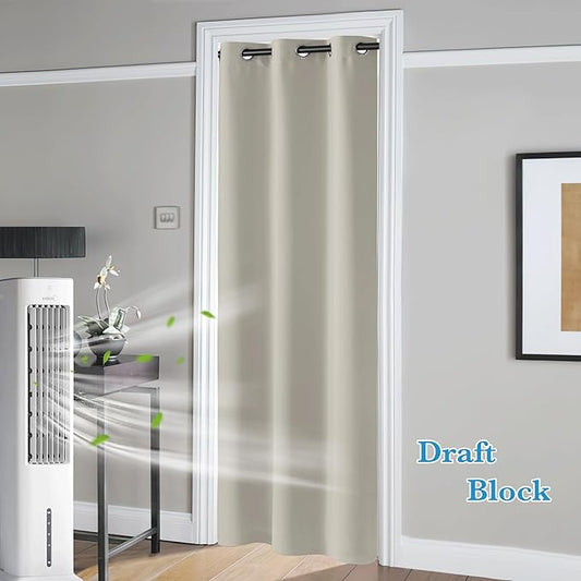 RYB HOME Temporary Doorway Curtains Blackout Privacy Room Divider Curtains Portable Curtains for Closet Wall Curtains for Bedroom Living Room Dining Basement Window, W 60 x L 96 inches, Natural