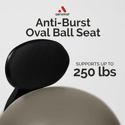 Aeromat Gray Yoga Ball Chair with Back Support - Exercise Ball Chair for Office and Home Height Adjustable, Balance Ball Chair, Bouncy Chair Adult, Ergonomic Ball Office Chair, Sitting Ball for Desk