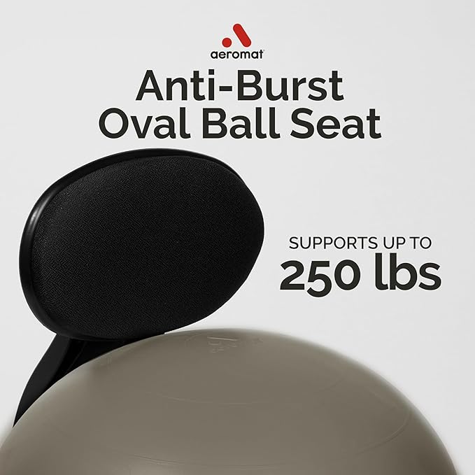 Aeromat Red Yoga Ball Chair with Back Support - Exercise Ball Chair for Office and Home Height Adjustable, Balance Ball Chair, Bouncy Chair Adult, Ergonomic Ball Office Chair, Sitting Ball for Desk