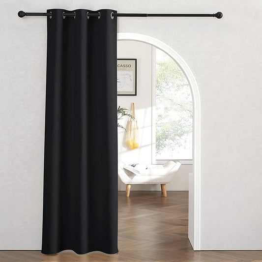 RYB Home Blackout Curtains Thermal Insulating Privacy Temporary Door Curtains for Bedroom Closet Doorway Accordion Door Interior Living Room Kids Nursery Dining, Wide 60 x Long 90 inch, Black