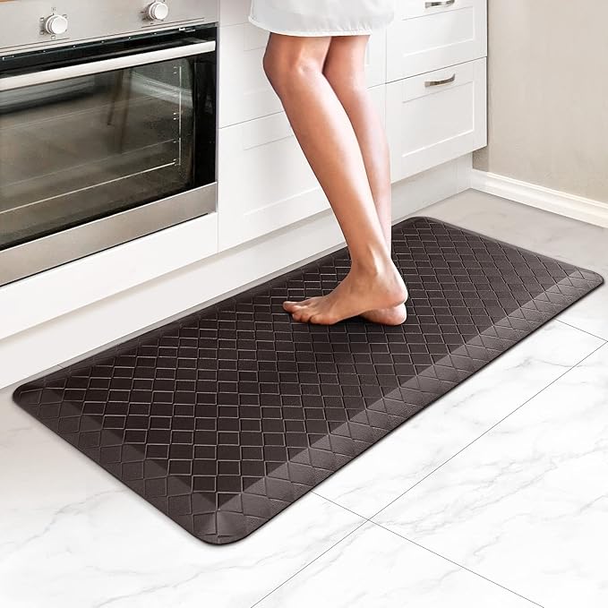 HappyTrends Kitchen Floor Mat - 4/5 Inch Thick Anti-Fatigue Kitchen Rug,Waterproof Non-Slip Kitchen Mats and Rugs Heavy Duty Ergonomic Comfort Rug for Kitchen,Office,Sink(17.3" x 39", Chocolate)