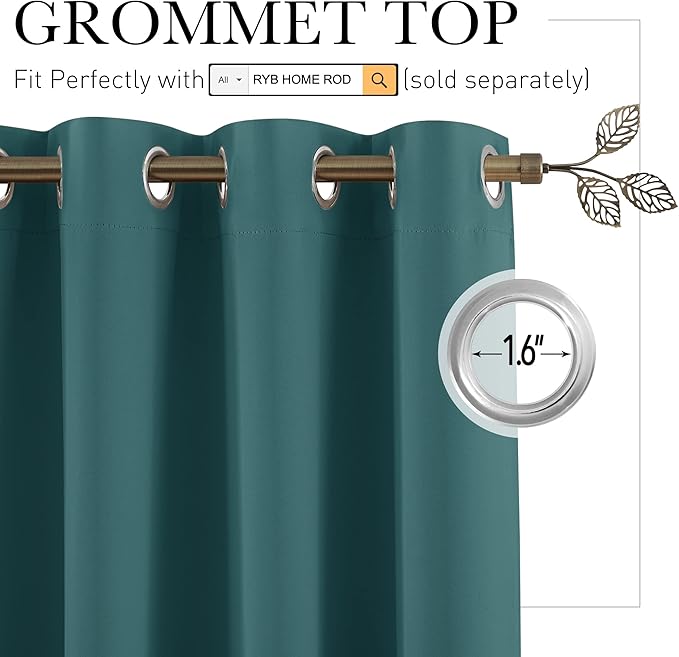 RYB HOME Room Divider Curtains for Closet Blackout Sound Reducing Privacy Drapes for Large Window Decor Wide Visual Barrier Shared Bedroom Loft Dorm, W 150 x L 108 inches, Teal, 1 Panel