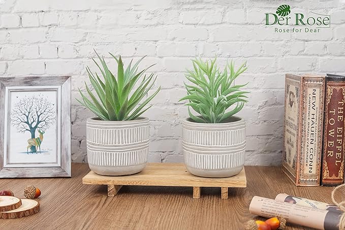 Der Rose Fake Succulents Plants Artificial Succulents in Pots for Room Home Bathroom Bedroom Office Boho Decor