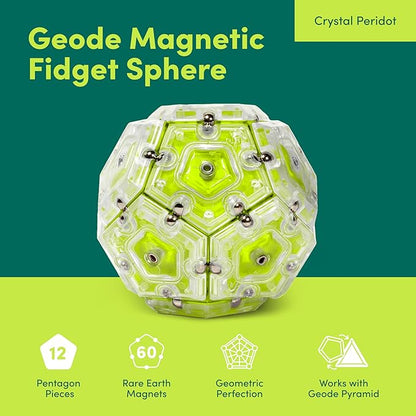 Speks Geode Sphere Magnetic Fidget Toy for Adults & Teens 14+ | Sensory Gadget for Stress Relief and Anxiety, Office Desk Toy Present, Christmas Gift, Holiday Stocking Stuffer | Peridot, 12-Piece Set