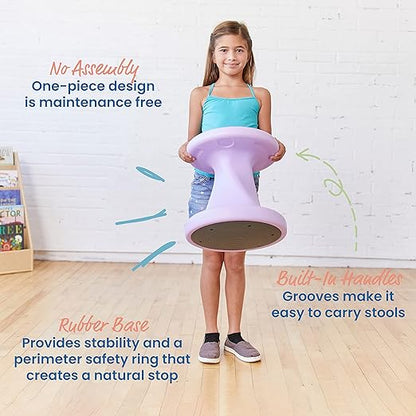 ECR4Kids Twist Wobble Stool, 14in Seat Height, Active Seating, Light Purple