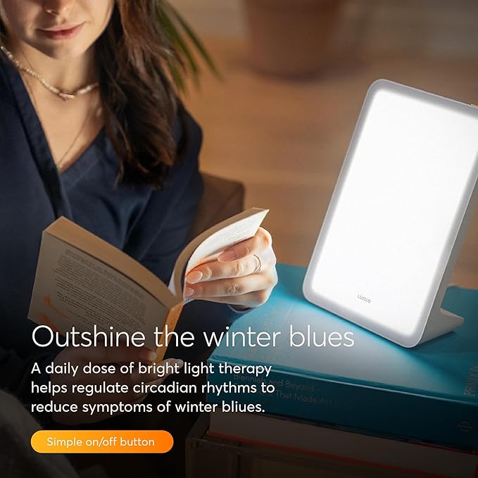 Lumie Mini Lamp - Portable Light Therapy - 10,000 Lux at 4.7 Inches - for Energy & Alertness Support - 9.5 x 6.3 Inches - Perfect for Work & College