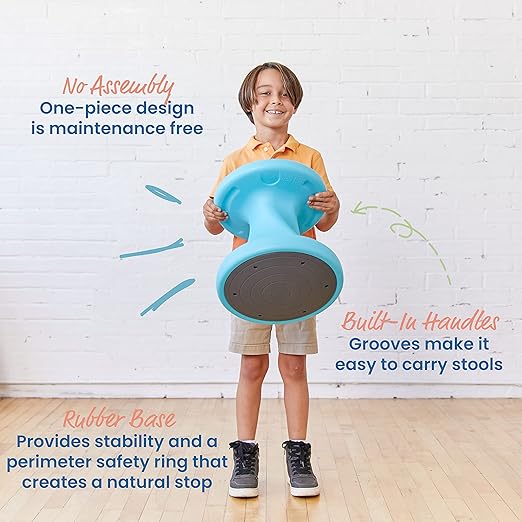 ECR4Kids Twist Wobble Stool, 14in Seat Height, Active Seating, Cyan