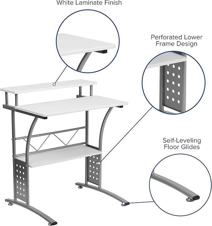 Flash Furniture Clifton White Computer Desk 28 Inch