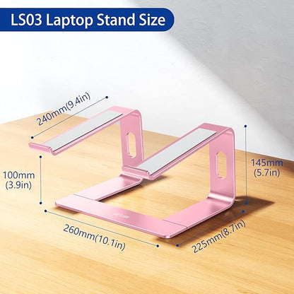 BESIGN LS03 Aluminum Laptop Stand, Ergonomic Detachable Computer Stand, Riser Holder Notebook Stand Compatible with Air, Pro, Dell, HP, Lenovo More 10-15.6" Laptops, Pink