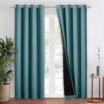 NICETOWN Complete 100% Blackout Curtain Set, Thermal Insulated & Energy Efficiency Window Draperies for Guest Room, Full Shading Panel for Shift Worker and Light Sleepers, Sea Teal, 52W x 84L, 1 PC