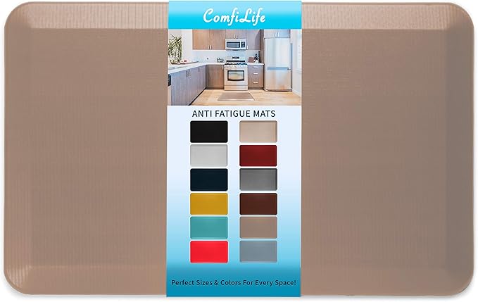 ComfiLife Anti Fatigue Floor Mat – 3/4 Inch Thick Perfect Kitchen Mats for Floor, Standing Desk Mat – Comfort at Home, Office, Garage – Durable – Stain Resistant – Non-Slip Bottom (20" x 32", Beige)