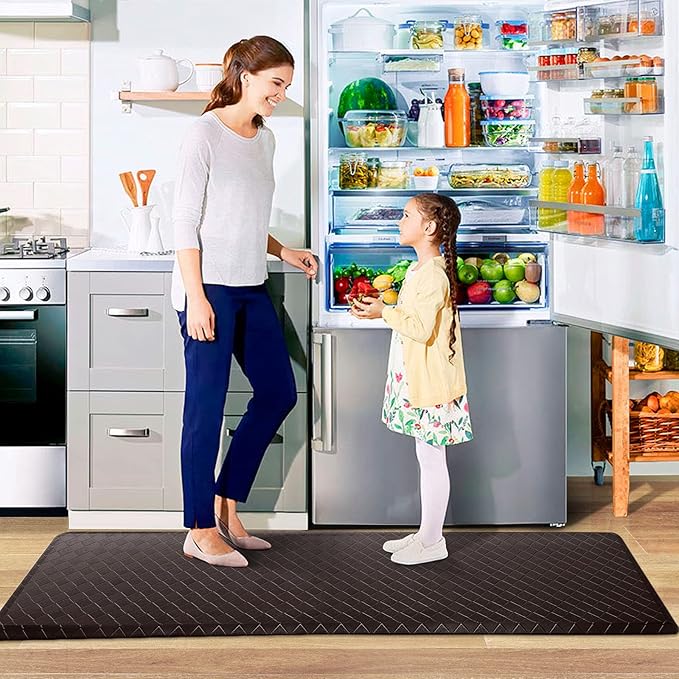 HappyTrends Kitchen Mat Cushioned Anti-Fatigue Floor Mat,17.3"x60",Thick Waterproof Non-Slip Kitchen Mats and Rugs Heavy Duty Ergonomic Comfort Rug for Kitchen,Floor,Office,Laundry,Chocolate