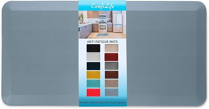 ComfiLife Anti Fatigue Floor Mat – 3/4 Inch Thick Perfect Kitchen Mat, Standing Desk Mat – Comfort at Home, Office, Garage – Durable – Stain Resistant – Non-Slip Bottom (24" x 70", Denim)