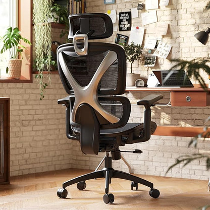 GABRYLLY Ergonomic Office Chair, Big and Tall Mesh Chair with Lumbar Support, 3D armrest - 215° Rotation, Adjustable Headrest & Soft Seat, Durable Computer Chair 350LBS for Work Gaming