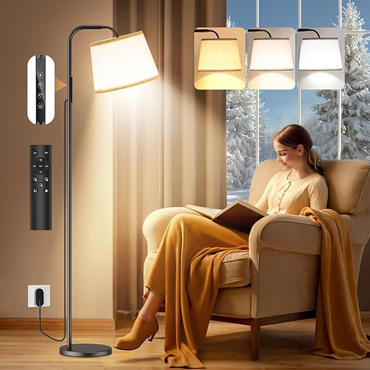 Light Therapy Lamp, 10000 Lux Light Therapy Lamp with Remote, Adjustable Color/Brightness/Timer, Modern Light Therapy Floor Lamp with Linen Shade for Office, Living Room, Bedroom