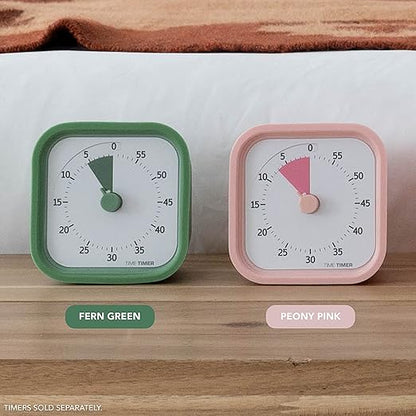 TIME TIMER Home MOD Botanical Cases - for Classroom Learning, Homeschool Study Tool, Student Desk Clock and Office Meetings with Silent Operation (2-Pack), Pink & Green