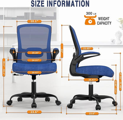 Office Chair, Ergonomic Desk Chair with Adjustable Lumbar Support, High Back Mesh Computer Chair with Flip-up Armrests-BIFMA Passed Task Chairs, Executive Chair for Home Office