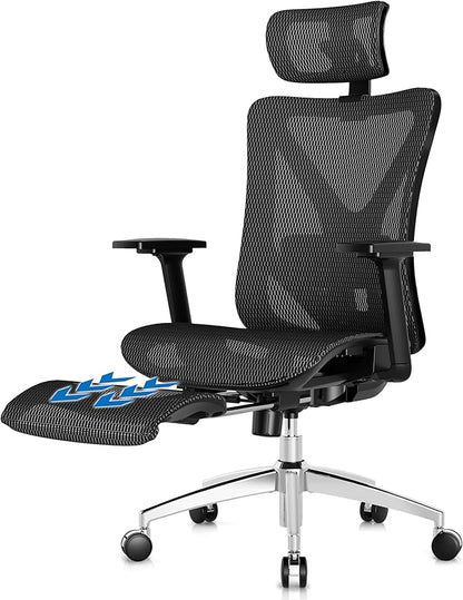 GABRYLLY Ergonomic Office Chair with Adjustable Lumbar Support, 3D Armrests & Headrest, 135° Reclining Chair with Footrest & Large Steel Base,300LBS Swivel Desk Chair(GYMN01)