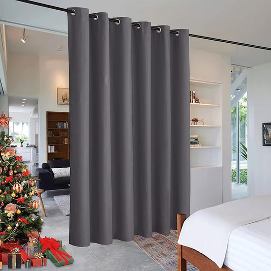 RYB HOME Extra Wide Curtains for Divider Room Separation Soundproof Temporary Door Curtains for Bedroom Closet Office Home Theatre Garage Living Room Privacy Drop Cloth, W 120 x L 84 inches, Grey