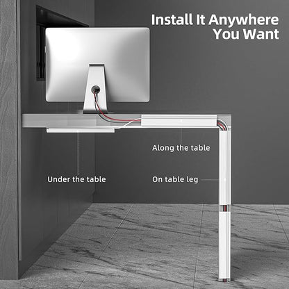 YECAYE 6X15.7 in Under Desk Cable Management,Cable Management Under Desk,Easy Install Self-Adhesive Cable Organizer,Cable Management,No Screw Cable Management Kit for Home & Office,Child & Pet Proof