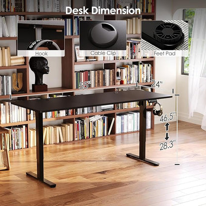 Monomi Electric Standing Desk, 79 x 31.5 inches Height Adjustable Desk, Ergonomic Home Office Sit Stand Up Desk with Memory Preset Controller (Black Top/Black Frame)