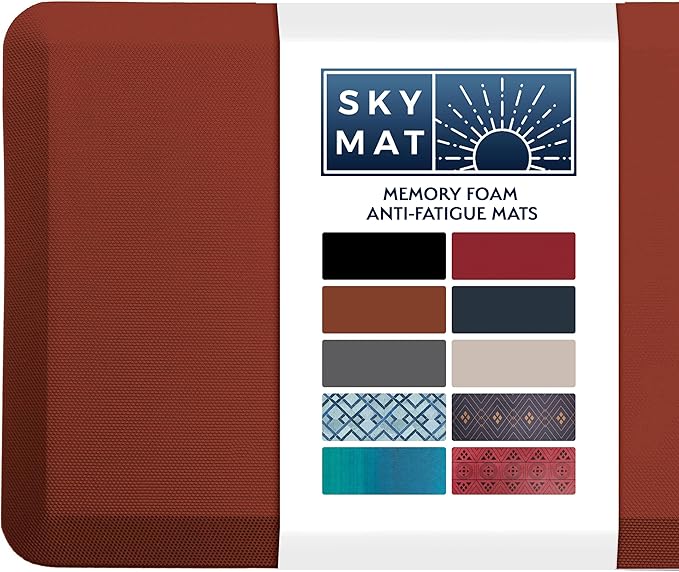 Sky Solutions Anti Fatigue Floor Mat - 3/4" Thick Cushioned Kitchen Rug, Standing Desk Mat - Comfort at Home, Office, Garage - Non Slip, Durable and Stain Resistant (20" x 32", Maroon)