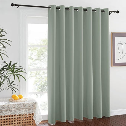 NICETOWN Room Separating Divider, Greyish Green Room Divider Curtain Screen Partition, Function Thermal Blackout Patio Door Curtain, Sliding Door Insulated Curtain for Patio, 8.3ft Wide x 11ft Long