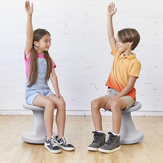 ECR4Kids Twist Wobble Stool, 14in Seat Height, Active Seating, Light Grey