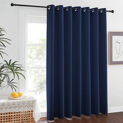 NICETOWN Room Separating Divider, Room Divider Curtain Screen Partitions, Vertical Blind for Sling Door, Blackout Window Curtains Privacy Blinds for Patio (Navy, Single Panel, 9ft Tall x 10ft Wide)